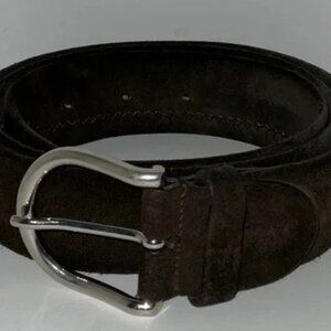 Longhi men's genuine leather suede belt. Made in Italy. Very dark brown
